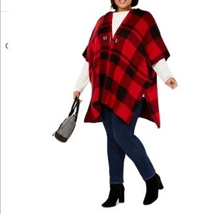 ❄️3/$20❄️ Red Plaid Poncho Cape
